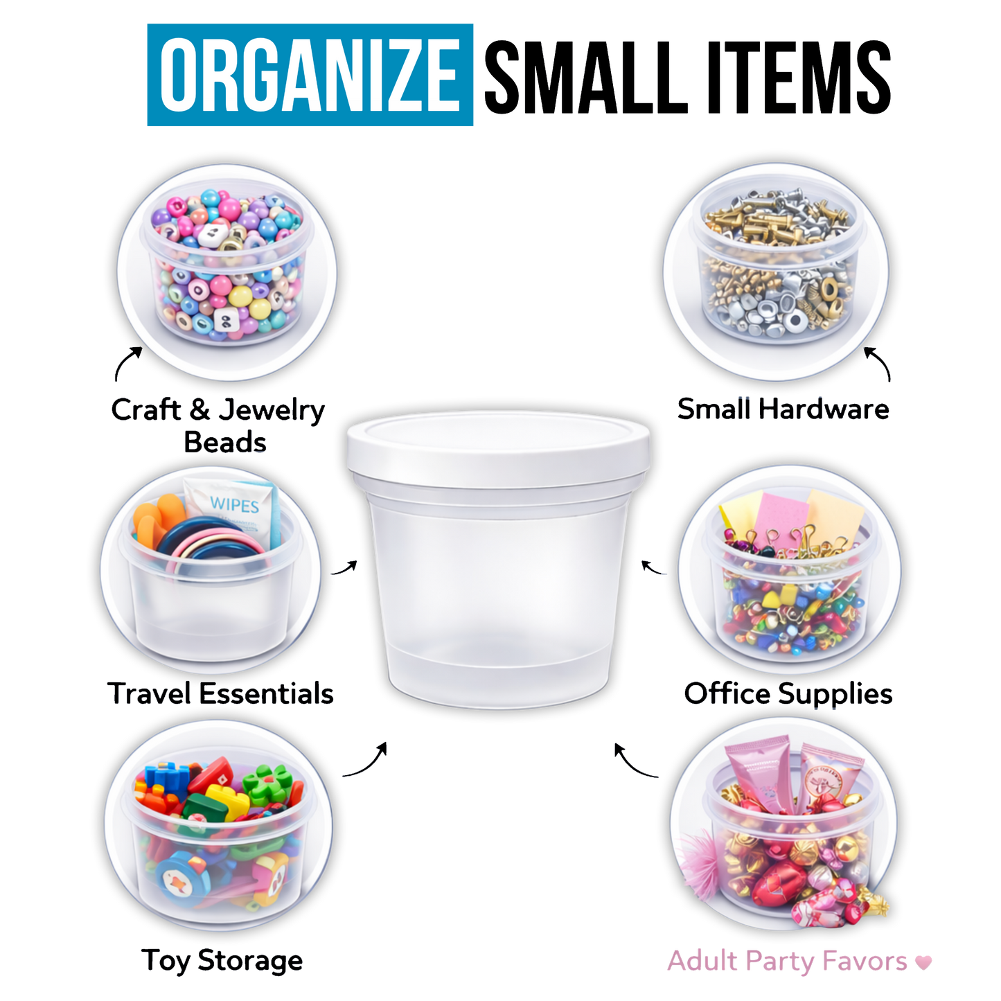 12 Pack -  Ice Cream Pint Style Plastic Storage Containers with Lids - Astro Cherries Kandy Depo
