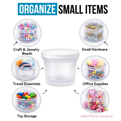 12 Pack -  Ice Cream Pint Style Plastic Storage Containers with Lids - Astro Cherries Kandy Depo