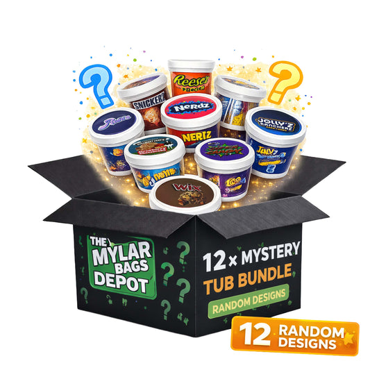 12 Pack β 3.5g Mystery Ice Cream Pint Style Plastic Storage Containers - Random Designs