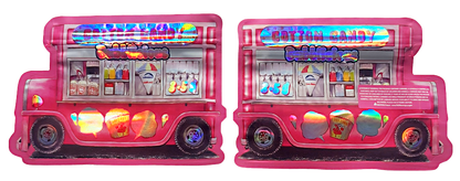 Shaped Mylar bag 3.5g, herb Mylar Bags, Where to buy mylar bags, Custom mylar bags near me, Mylar Bags Wholesale. Two pink ice cream truck toys on a white background