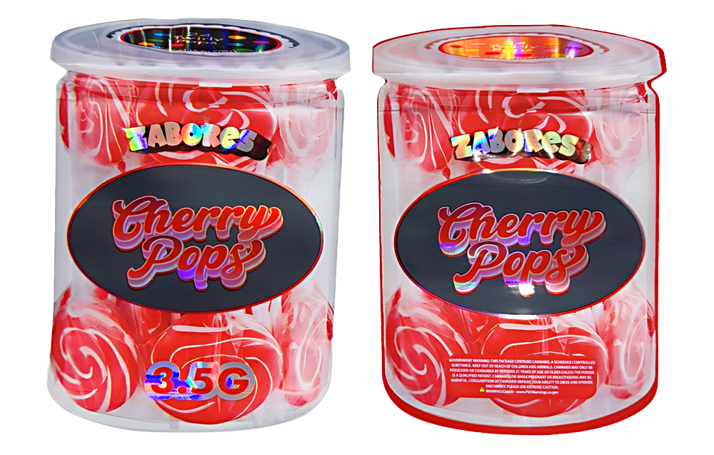3.5g Shaped Mylar Bag - Zabores Cherry Pops (50 Count)