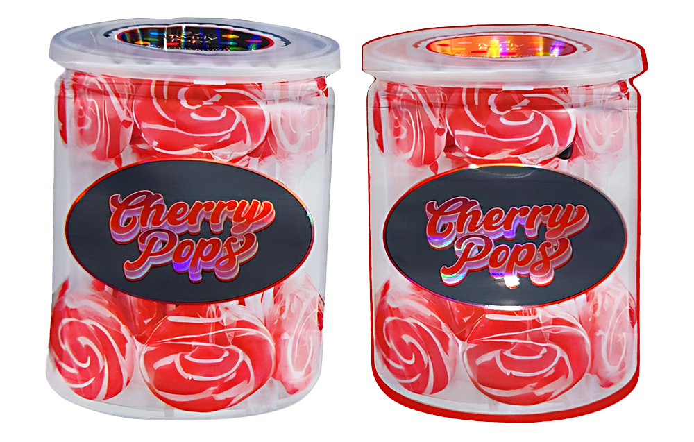 50 Pack - 3.5G Decorative Contour Shaped Mylar Bags - Zabores Cherry Pops