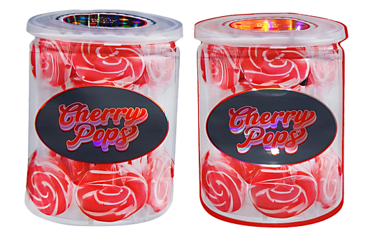 50 Pack - 3.5G Decorative Contour Shaped Mylar Bags - Zabores Cherry Pops