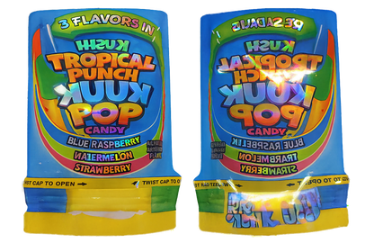 50 Pack - 3.5G Decorative Contour Shaped Mylar Bags - Zabores Tropical Punch Push Pop Candy