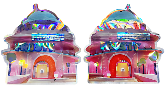 50 Pack - 3.5G Decorative Contour Shaped Mylar Bags - High Tolerance Frozen Frosty