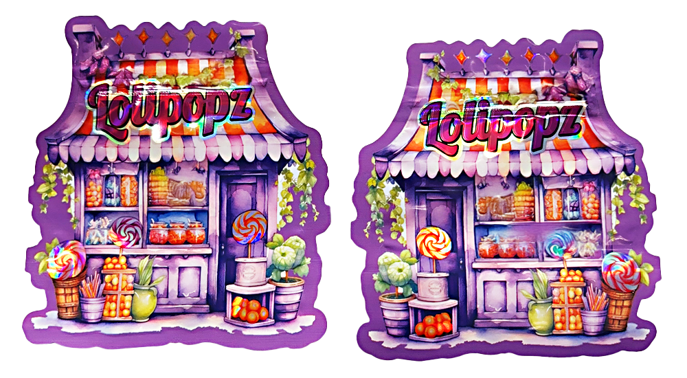 50 Pack - 3.5G Decorative Contour Shaped Mylar Bags - Zabores Lolipopz