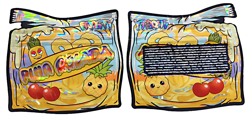 50 Pack - 3.5G Decorative Contour Shaped Mylar Bags - Pina Colada