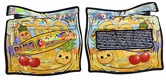 50 Pack - 3.5G Decorative Contour Shaped Mylar Bags - Pina Colada