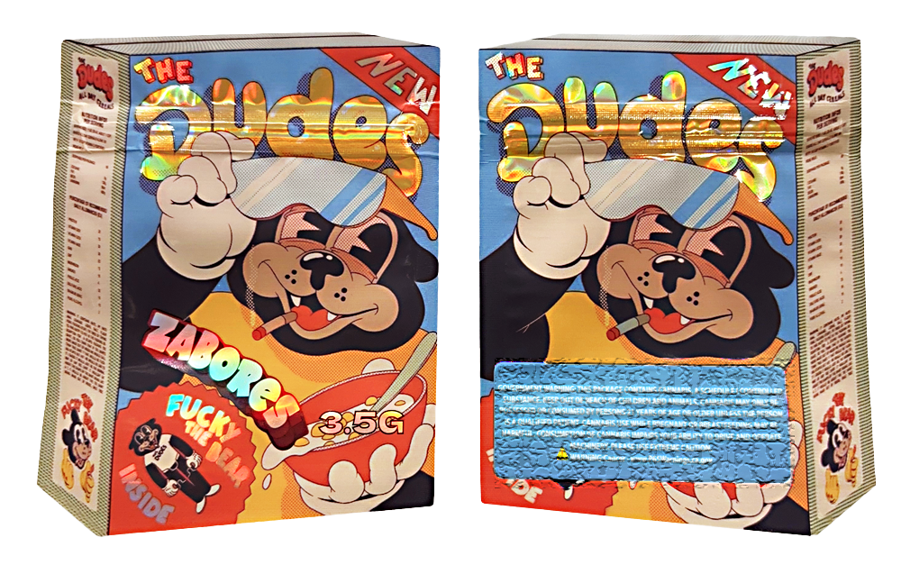 3.5g Shaped Mylar Bag - Zabores The Dudes Fucky The Bear (50 Count)