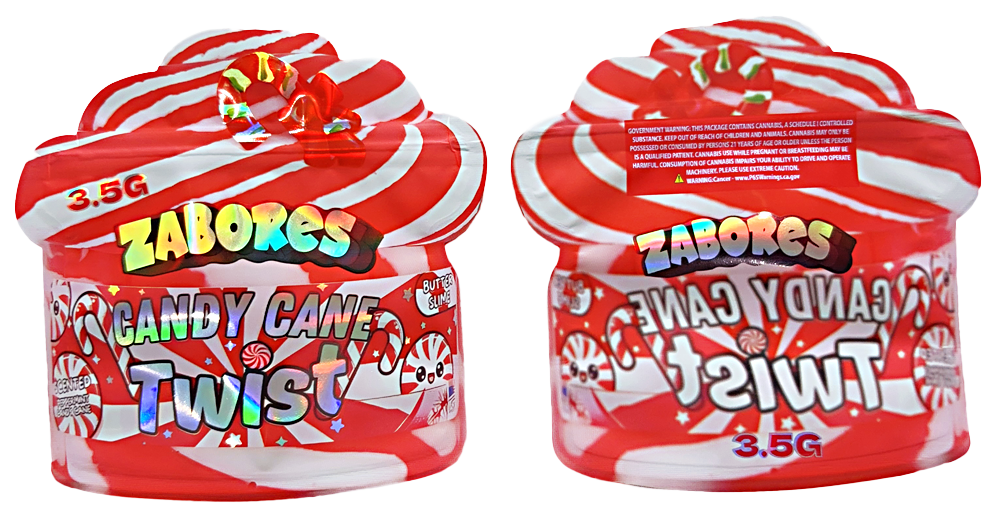 3.5g Shaped Mylar Bag - Zabores Candy Cane Twist (50 Count)