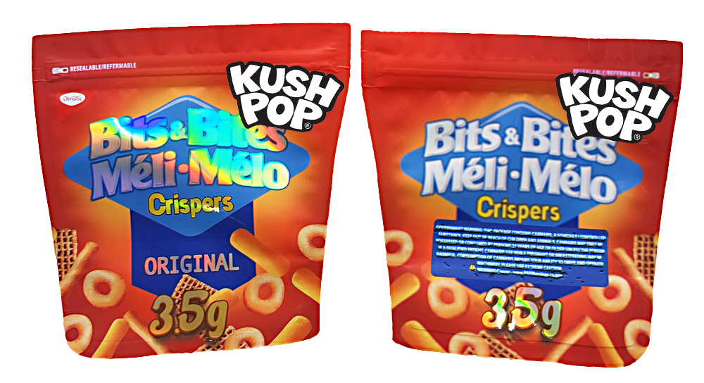 3.5g Shaped Mylar Bag - Kush Pop Bits & Bites Meli Melo Crispers (50 Count)