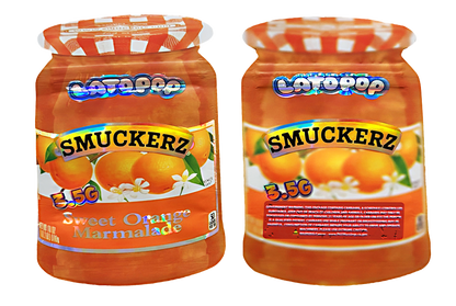 50 Pack - 3.5G Decorative Contour Shaped Mylar Bags - Latopop Smuckerz Sweet Orange Marmalade