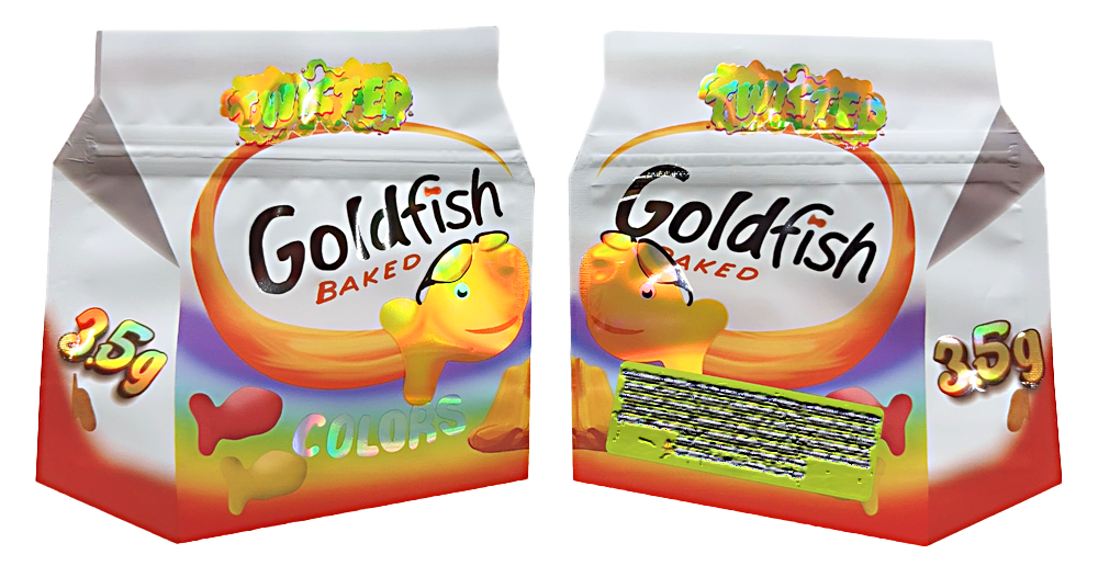 3.5g Shaped Mylar Bag - Twister Goldfish Baked (50 Count)