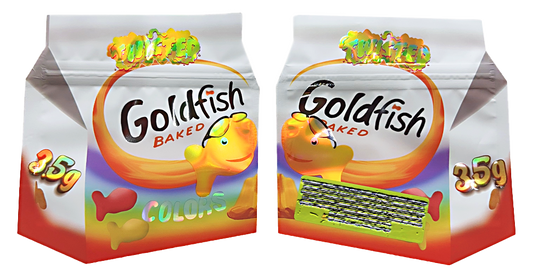 3.5g Shaped Mylar Bag - Twister Goldfish Baked (50 Count)