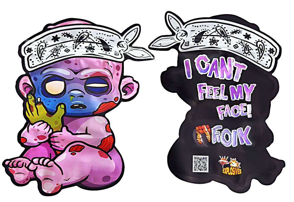 50 Pack - 3.5G Decorative Contour Shaped Mylar Bags - High Tolerance ICFMF I Can't Feel My Face Juelz Santana