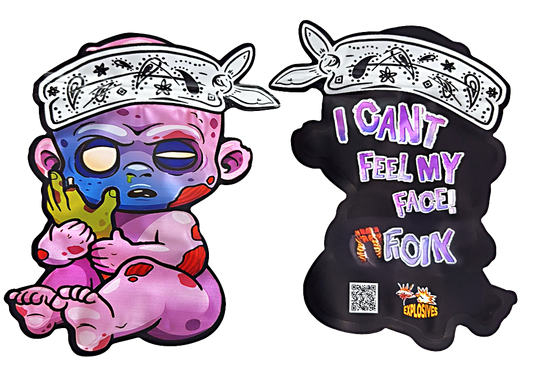 50 Pack - 3.5G Decorative Contour Shaped Mylar Bags - High Tolerance ICFMF I Can't Feel My Face Juelz Santana