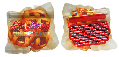 50 Pack - 3.5G Decorative Contour Shaped Mylar Bags - Zabores - Raspberry Funnel Cake
