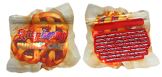 50 Pack - 3.5G Decorative Contour Shaped Mylar Bags - Zabores - Raspberry Funnel Cake