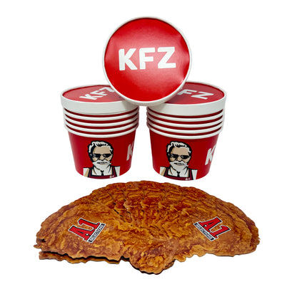 12 Pack - 3.5g Chicken Bucket Mylar Bags & Buckets Set – Novelty Fried Chicken Style Packaging Kit