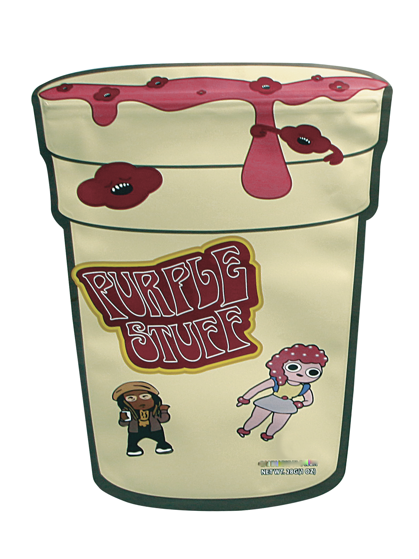 50 Pack – 28g Shaped Exotic Mylar Bags | Resealable Die-Cut Foil Packaging Pouches - Purple Stuff