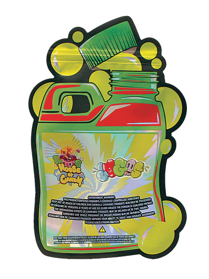 Mylar Bag Colorful packaging of a product with cartoon characters on a white background