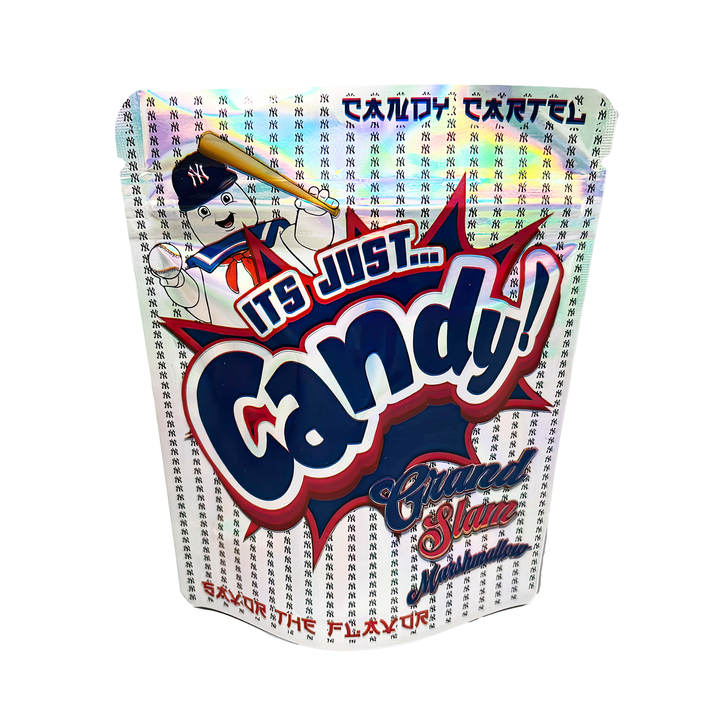 3.5G Mylar Bags, Cannabis Mylar Bags, Where to buy mylar bags, Custom mylar bags near me, Mylar Bags Wholesale. Candy package with colorful design and text on a white background