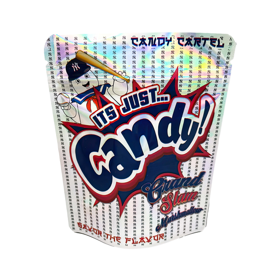 3.5G Mylar Bags, Cannabis Mylar Bags, Where to buy mylar bags, Custom mylar bags near me, Mylar Bags Wholesale. Candy package with colorful design and text on a white background