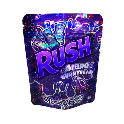 Mylar Bags Gummy bear package with 'Rush' branding on a white background