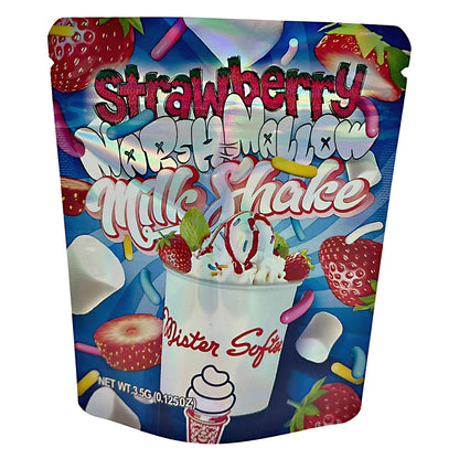 3.5G Mylar Bags, herb Mylar Bags, Where to buy mylar bags, Custom mylar bags near me, Mylar Bags Wholesale. Duster Softee strawberry marshmallow milkshake package with colorful design