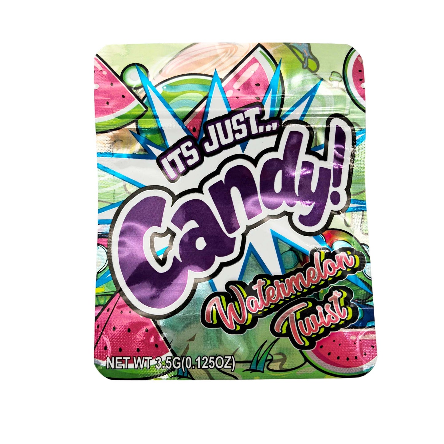 50 Pack - 3.5g Exotic Mylar Bags - It's Just Candy - Watermelon Twist