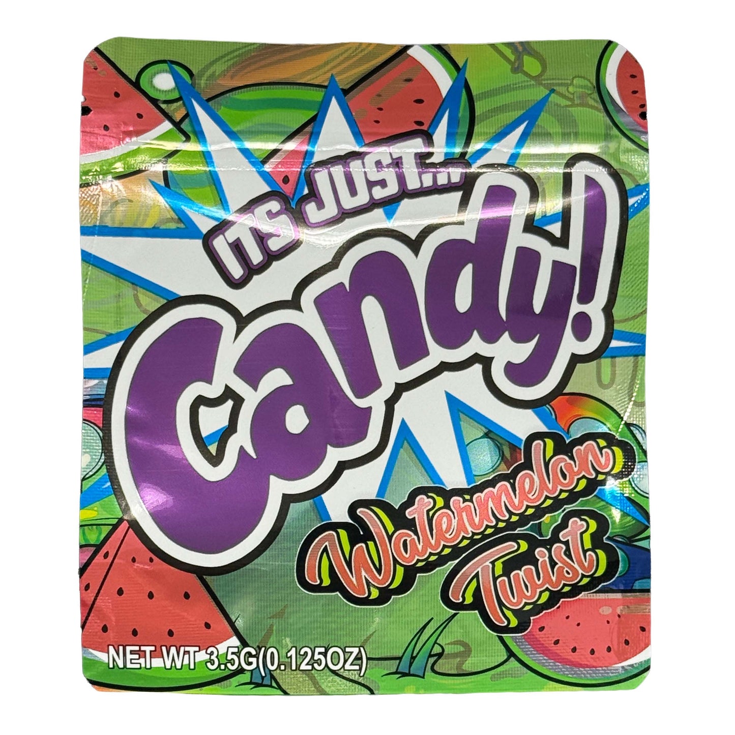 50 Pack - 3.5g Exotic Mylar Bags - It's Just Candy - Watermelon Twist