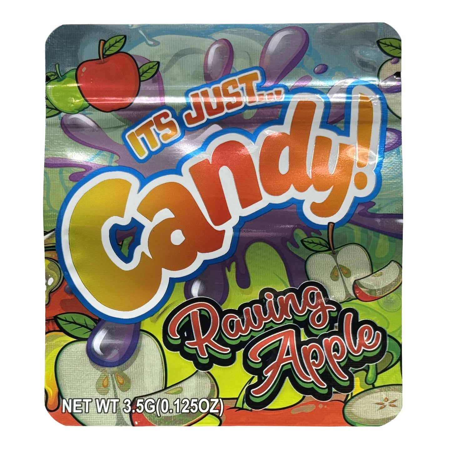 50 Pack - 3.5g Exotic Mylar Bags - It's Just Candy - Poppin' Apple