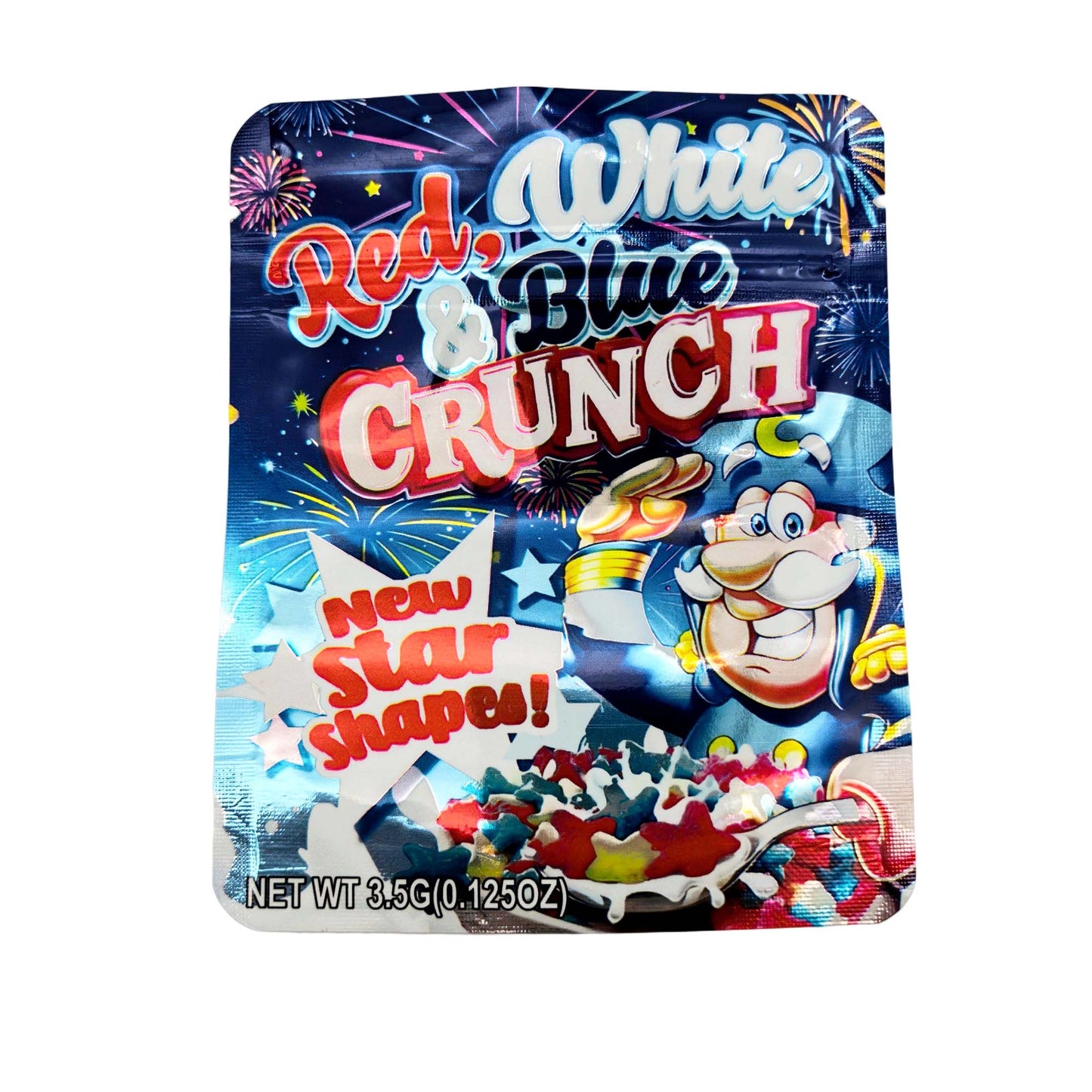 50 Pack - 3.5g Exotic Mylar Bags - Red, White & Blue Crunch