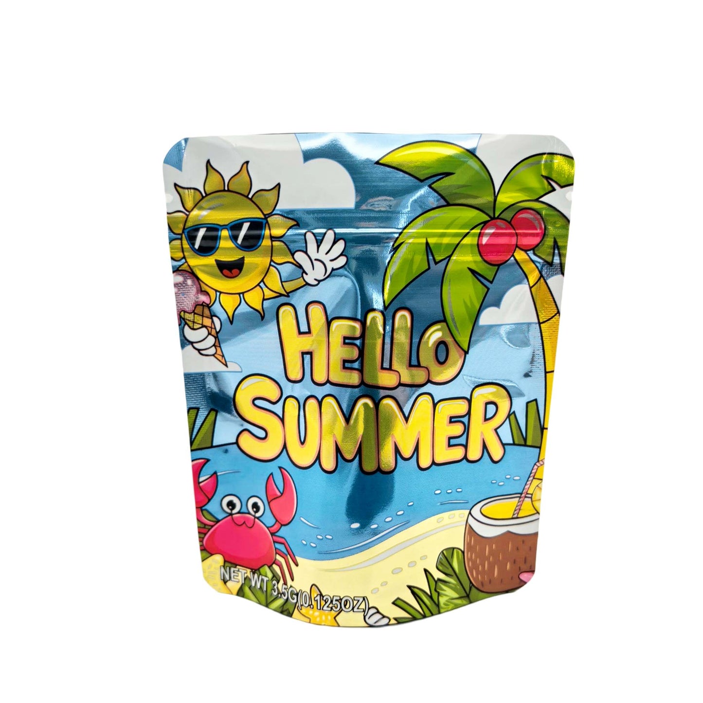 50 Pack - 3.5g Exotic Mylar Bags - Jet-Puffed - Hello Summer