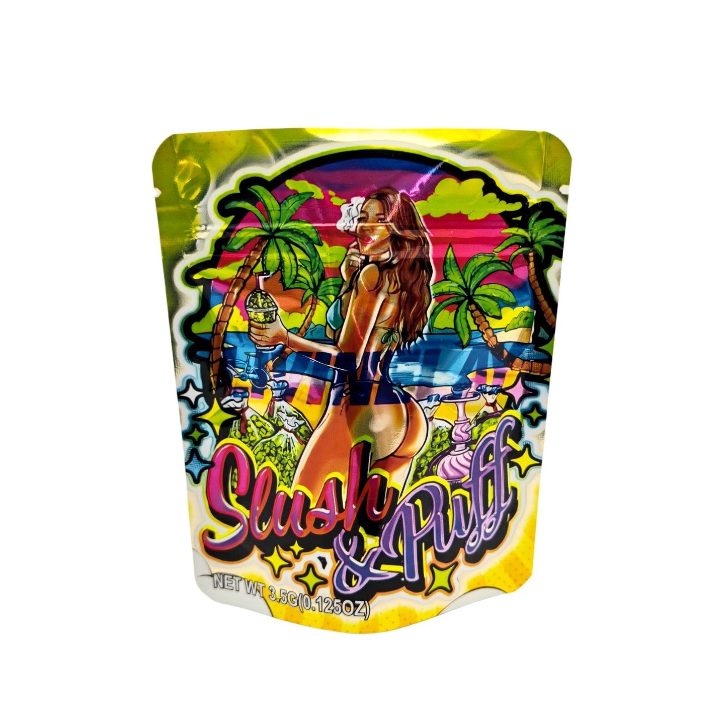 50 Pack - 3.5g Exotic Mylar Bags - No Limit Farms - Slushy Puff