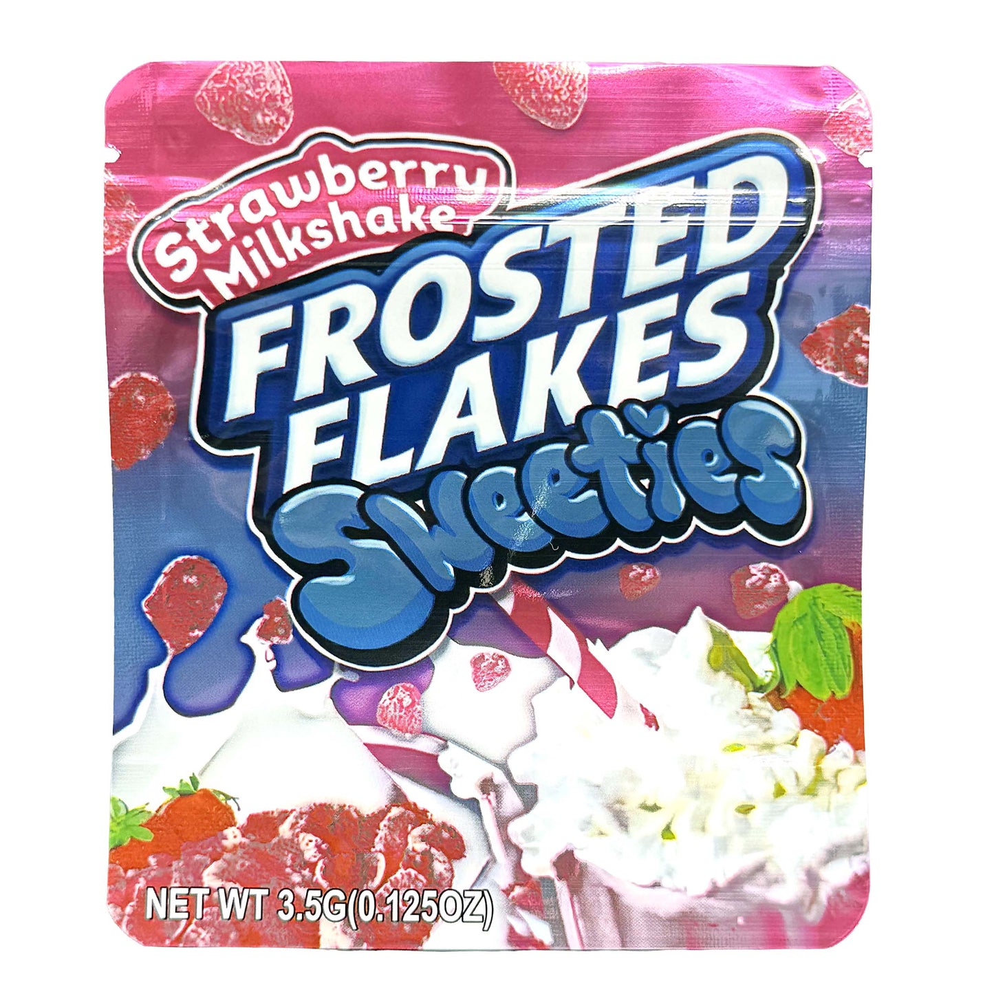 50 Pack - 3.5g Exotic Mylar Bags - Strawberry Frosted Flakes - Sweeties