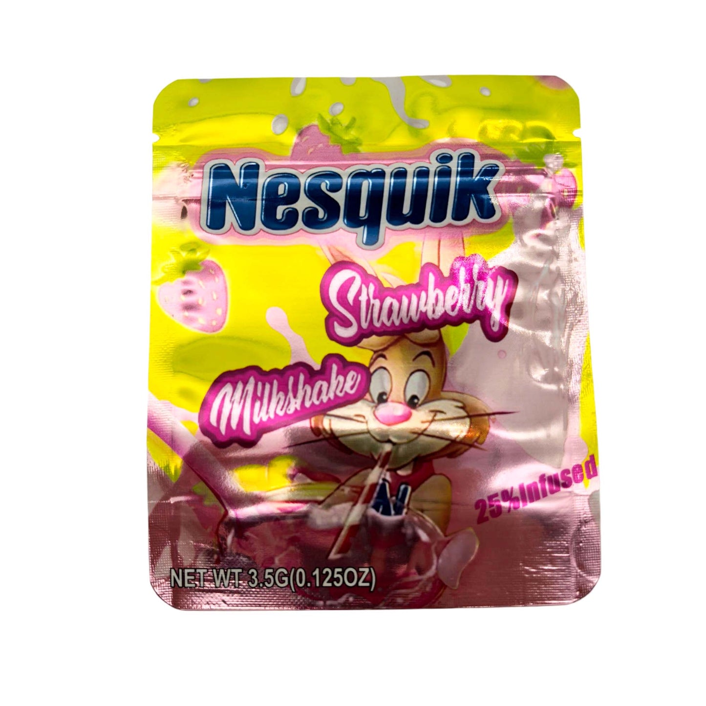 50 Pack - 3.5g Exotic Mylar Bags - Nesquik - Strawberry Milkshake