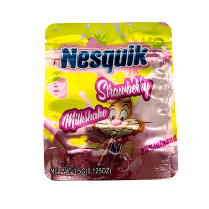 50 Pack - 3.5g Exotic Mylar Bags - Nesquik - Strawberry Milkshake