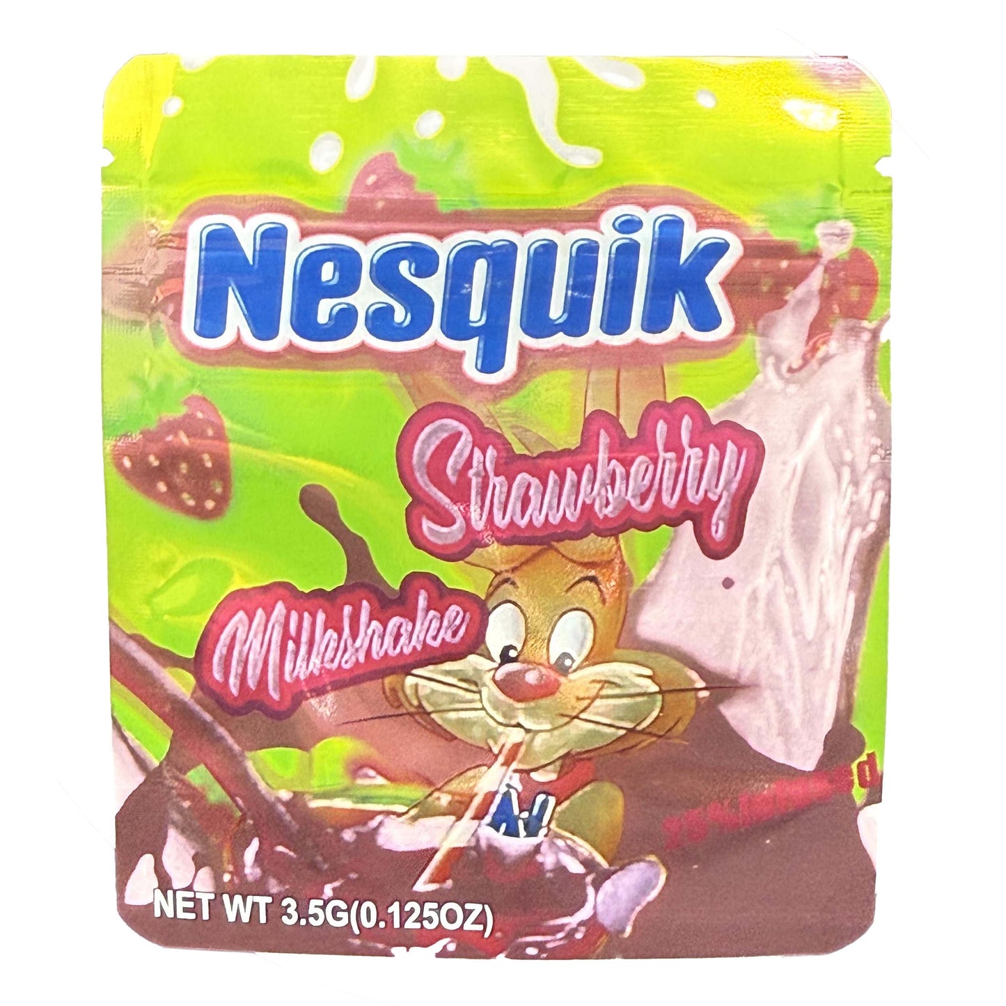 50 Pack - 3.5g Exotic Mylar Bags - Nesquik - Strawberry Milkshake