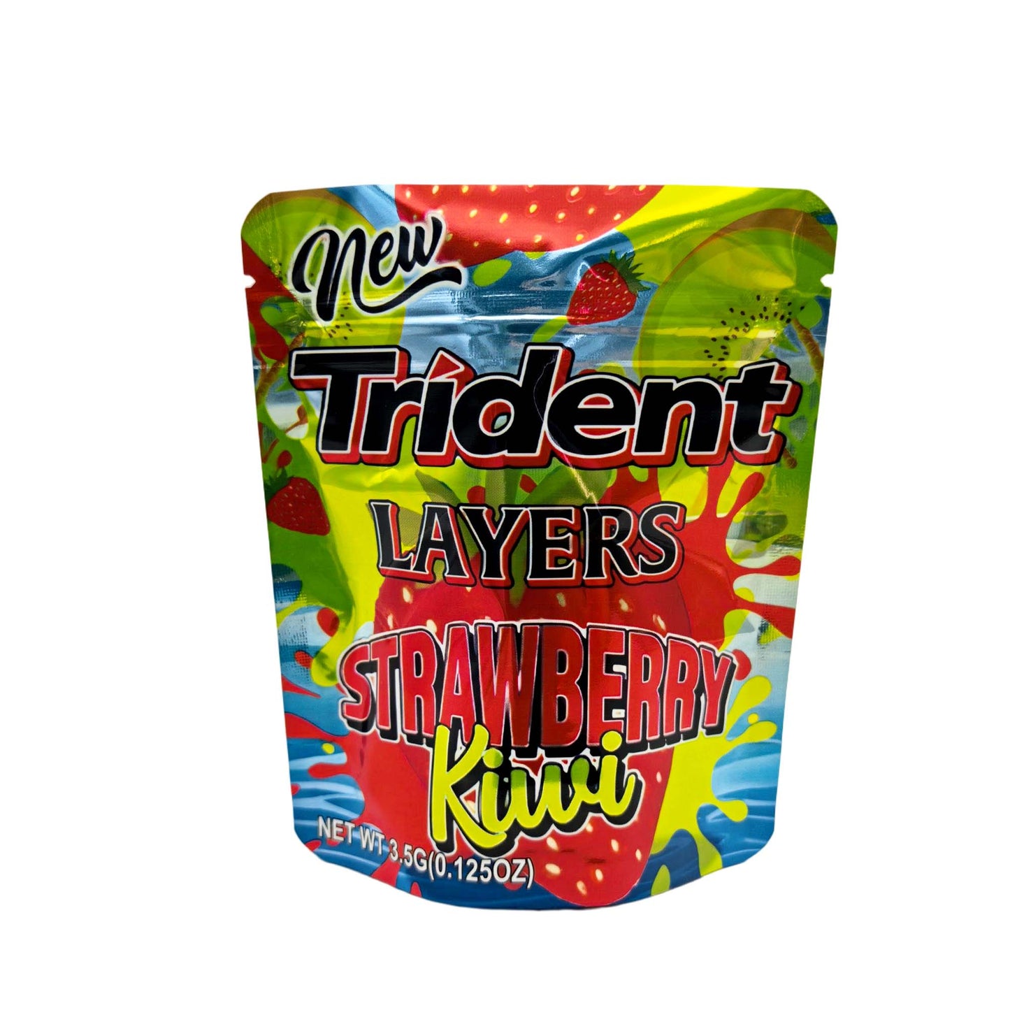 50 Pack - 3.5g Exotic Mylar Bags - Trident Layers - Strawberry Kiwi