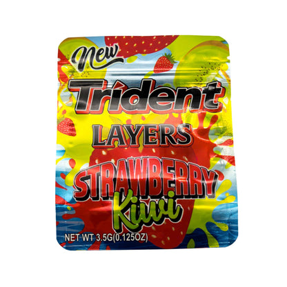 50 Pack - 3.5g Exotic Mylar Bags - Trident Layers - Strawberry Kiwi