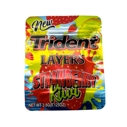 50 Pack - 3.5g Exotic Mylar Bags - Trident Layers - Strawberry Kiwi