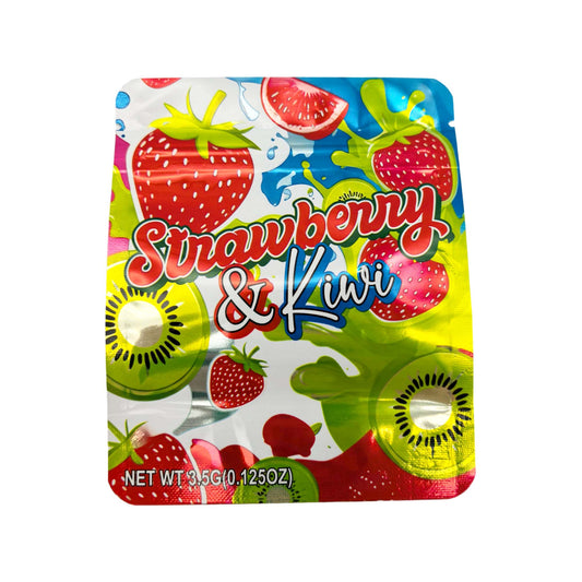 50 Pack - 3.5g Exotic Mylar Bags - Strawberry & Kiwi