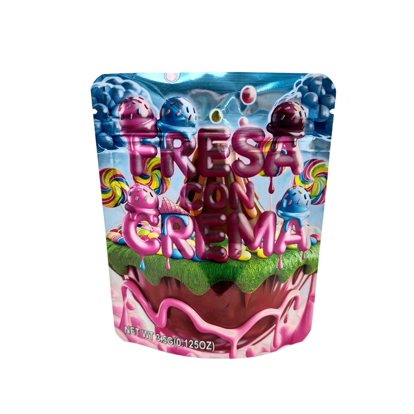 50 Pack - 3.5g Exotic Mylar Bags - Fresa Con Crema
