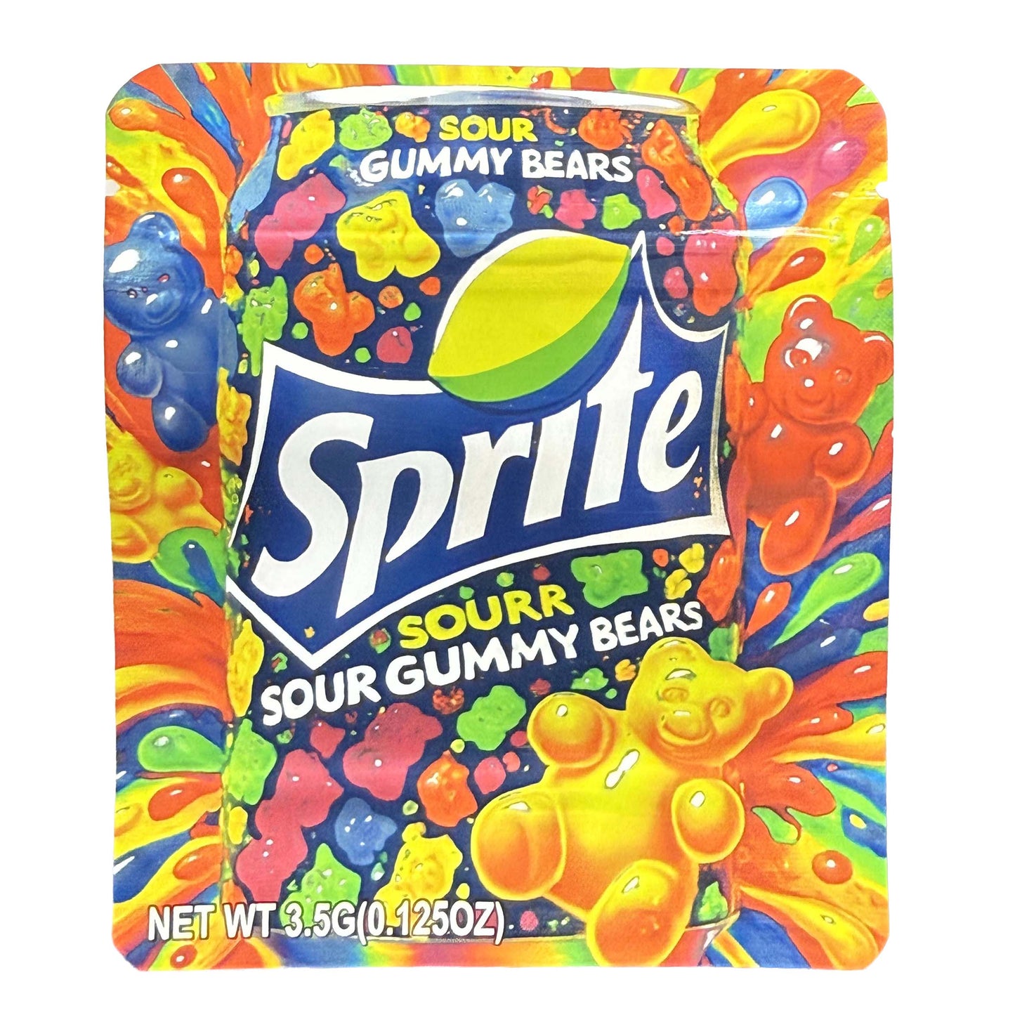 50 Pack - 3.5g Exotic Mylar Bags - Sprite Sour Gummy Bears