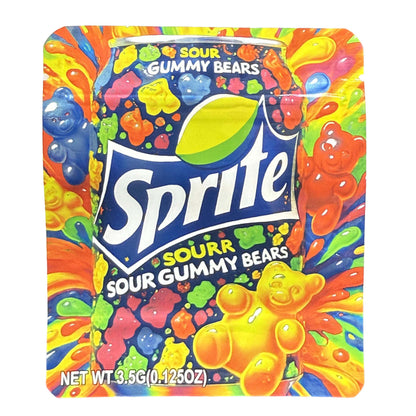 50 Pack - 3.5g Exotic Mylar Bags - Sprite Sour Gummy Bears