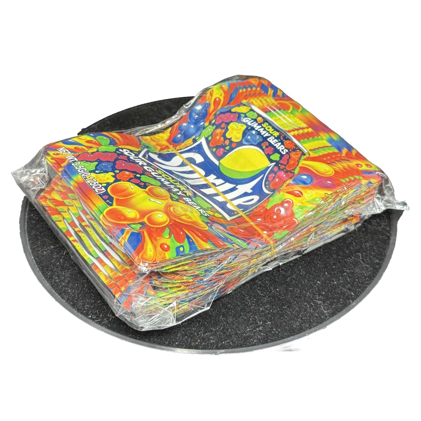 50 Pack - 3.5g Exotic Mylar Bags - Sprite Sour Gummy Bears