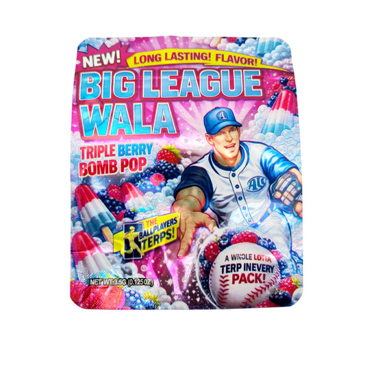 50 Pack - 3.5g Exotic Mylar Bags - Big League Wala - Triple Berry Bomb Pop