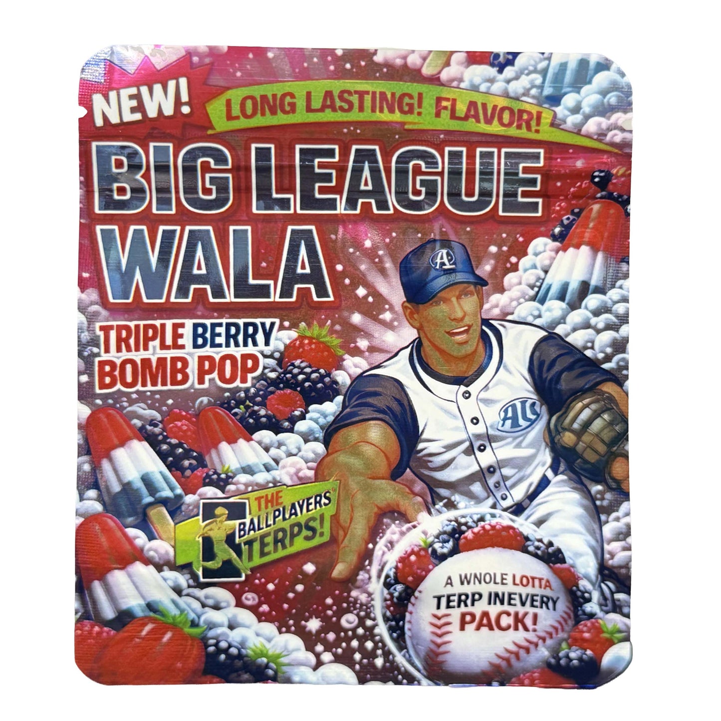50 Pack - 3.5g Exotic Mylar Bags - Big League Wala - Triple Berry Bomb Pop