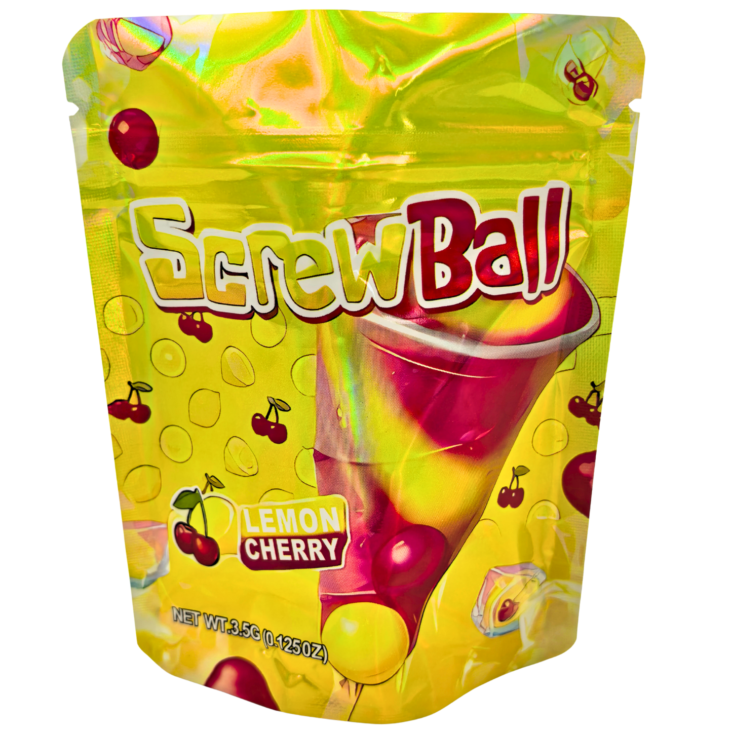 50 Pack - 3.5g Exotic Mylar Bags - Screwball Lemon Cherry